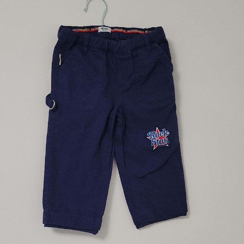 Moschino Kids | Dark Blue “Rock Star” Painter Pants | Size 18 Months